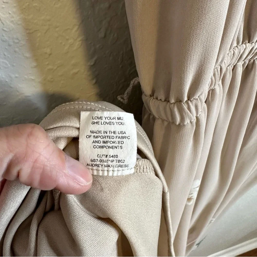 Show me your Mumu Maxi Dress Empire Waist V-neck Short Sleeve Floral Cream M - Picture 7 of 13